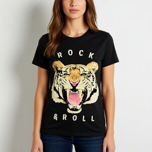 CHASER ROCK & ROLL TIGER GRAPHIC SHORT SLEEVE SHIRT, SMALL